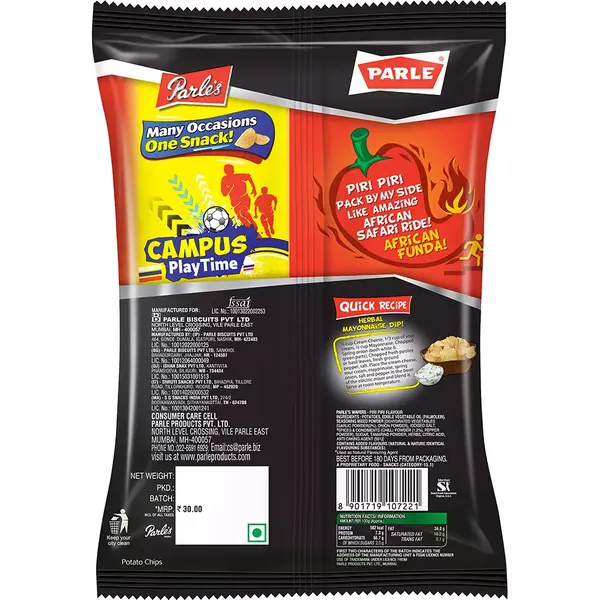 PARLE CHIPS PIRI PIRI 70GM