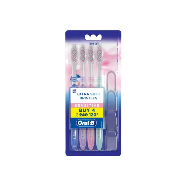 ORAL B T/BRUSH SENSITIVE WHITENING ES 4PC