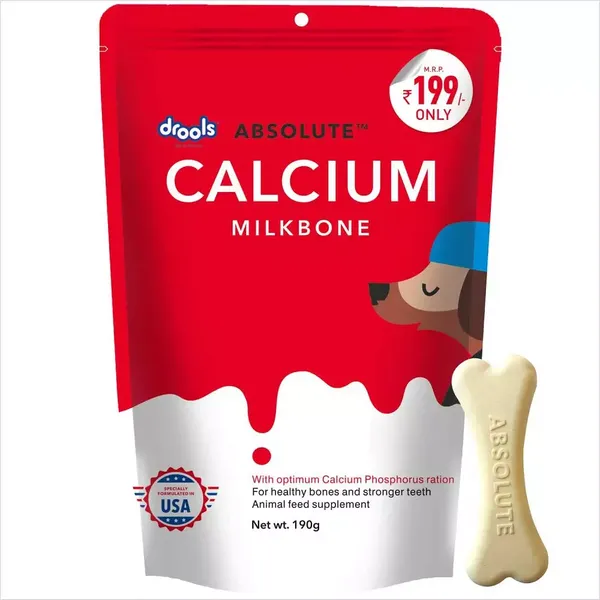 DROOLS ABSOLUTE CALCIUM MILKBONE POUCH 190GM