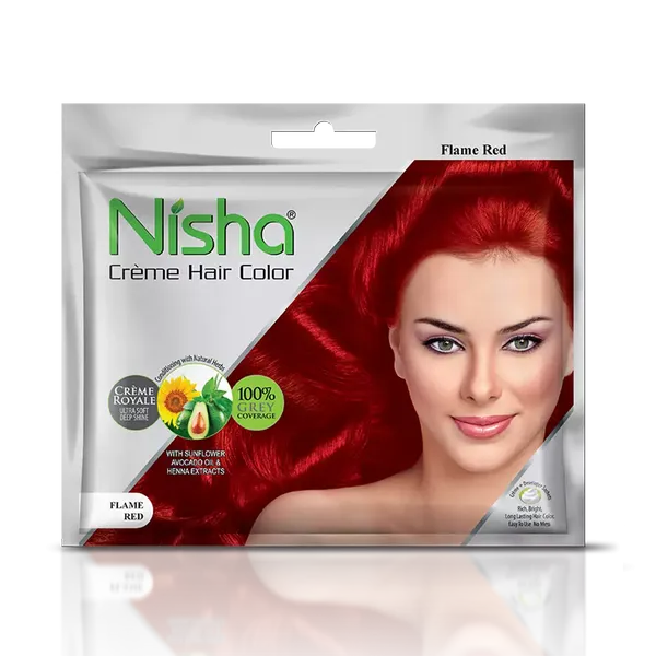 NISHA CREME COLOR POUCH FLAME RED 50GM