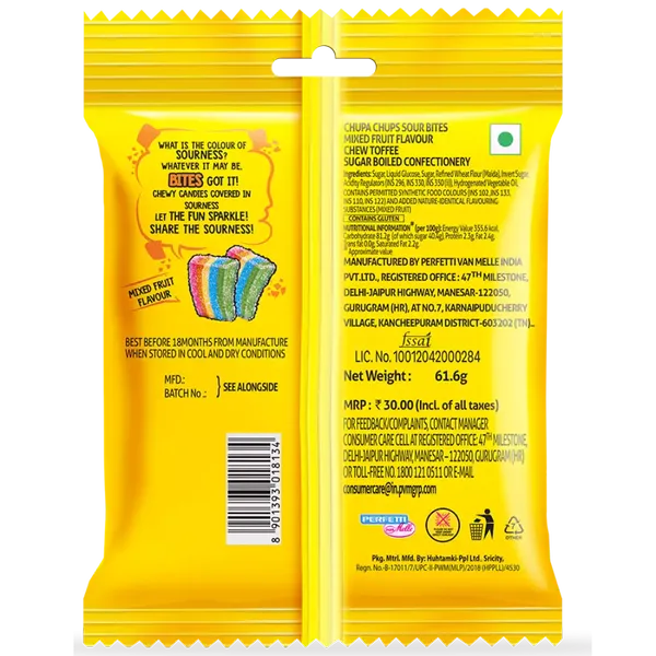 CHUPA CHUPS CANDIES BITES M/FRUIT 61.6GM