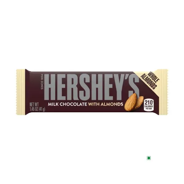 HERSHEY S CHOC MILK BAR WITH ALMONDS 41GM