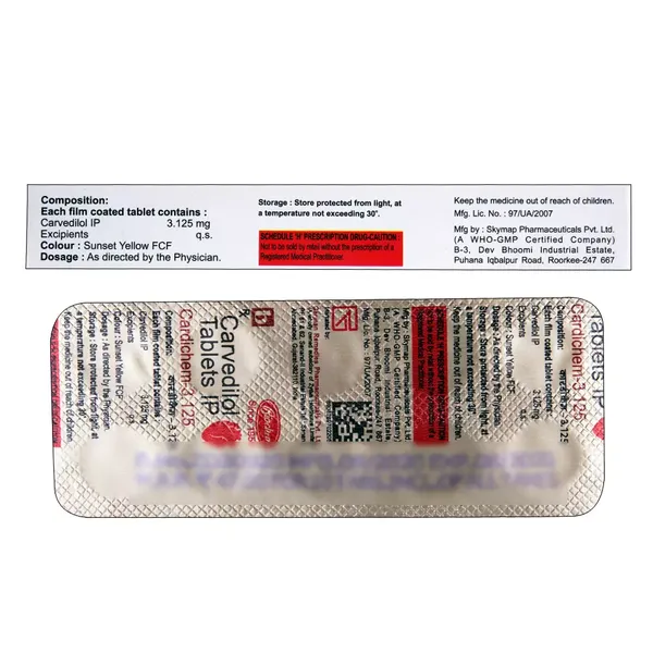 CARDICHEM 3.125MG 10TAB