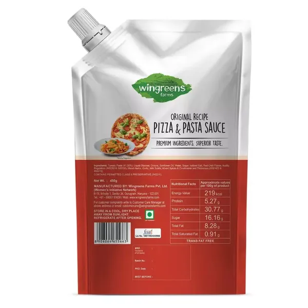 WINGREENS SAUCE PIZZA&PASTA 450GM