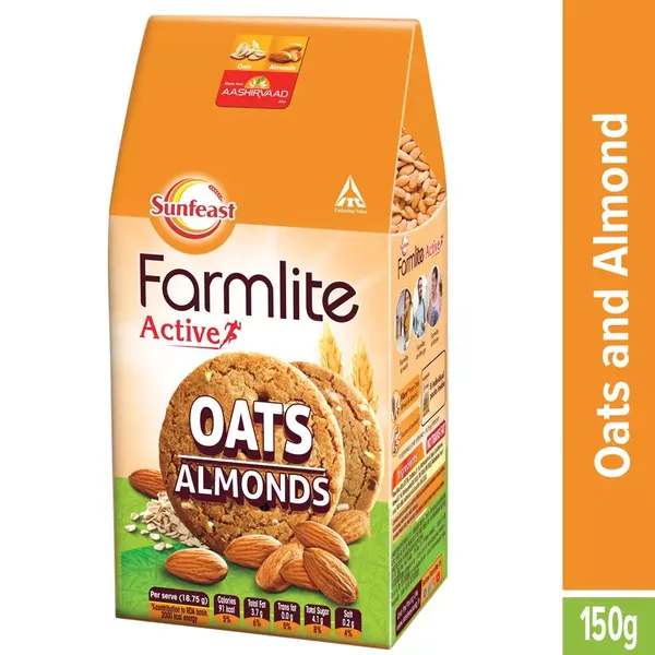 SUNF BISC FARMLITE OATS/ALMONDS 150GM