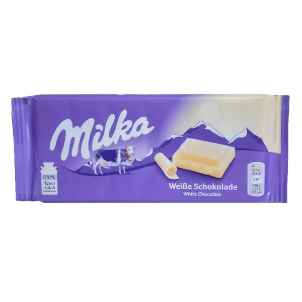 MILKA CHOC WHITE BAR 100GM