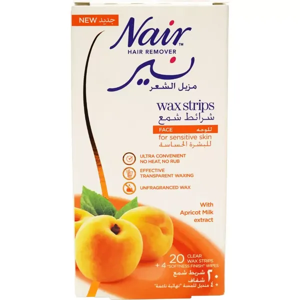 NAIR APRICOT FACE HAIR REMOVER WAX STRIP 1PC