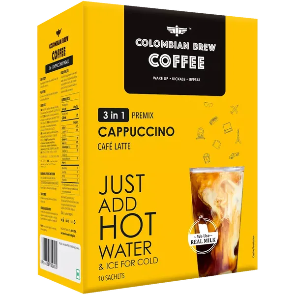 COLOMBIAN BREW 3IN1 CAPPUCCINO COFFEE PREMIX 10PC