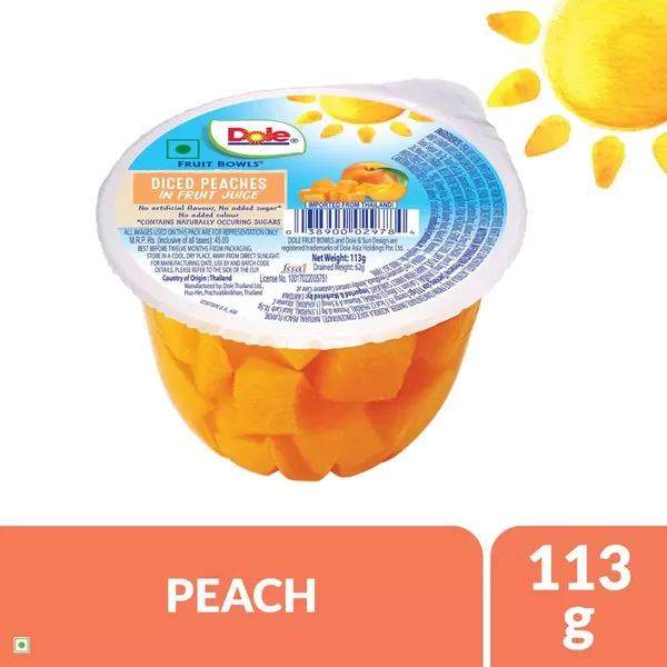 DOLE FRUIT BOWLS DICED PEACH 113GM