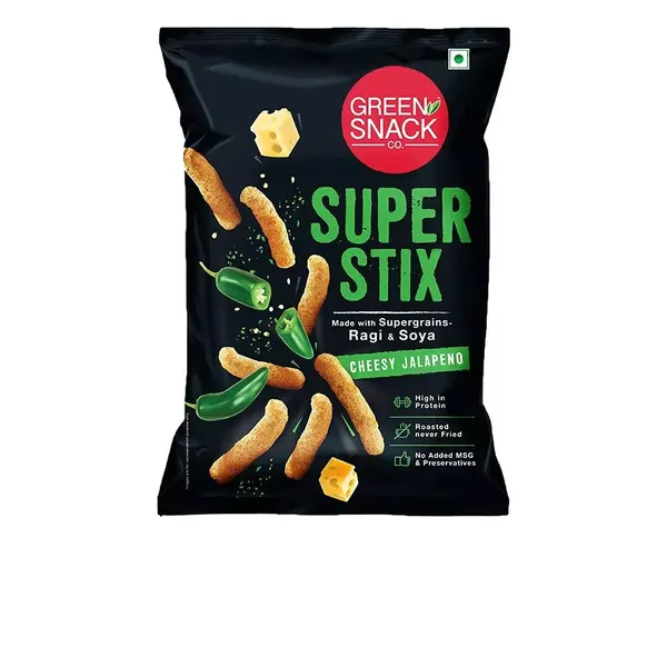 GREEN SNACK 6 GRAIN STIX JALAPENO 85GM