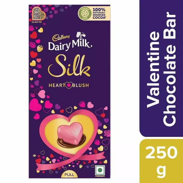 CADB CHOC SILK HEART POP 250GM