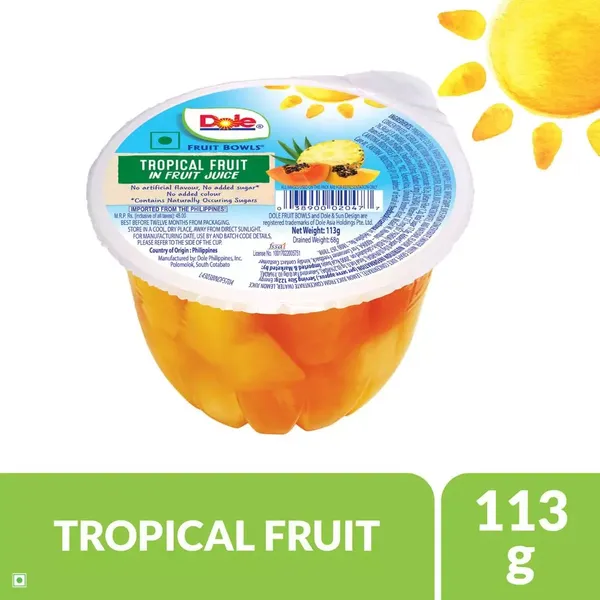 DOLE FRUIT BOWLS DICED TROPICAL FRUITS 113GM