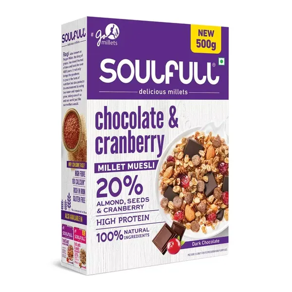 SOULFULL MILLET MUESLI CHOCO/CRANBERRY 500GM