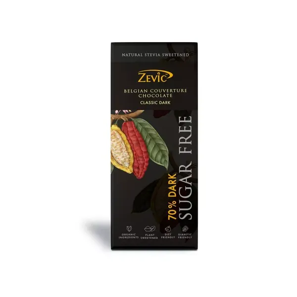 ZEVIC CHOC STEVIA 70% DARK 40GM