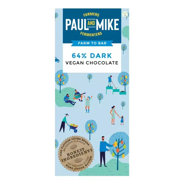 PAUL & MIKE CHOC 64% PLAIN 68GM