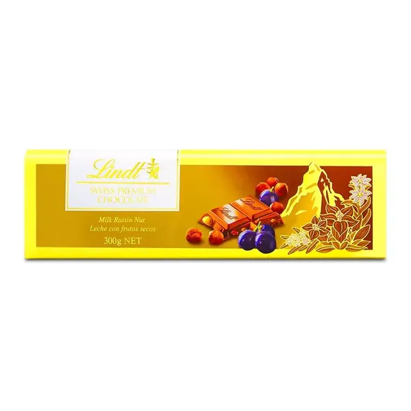 LINDT CHOC MILK RAISIN NUT 300GM