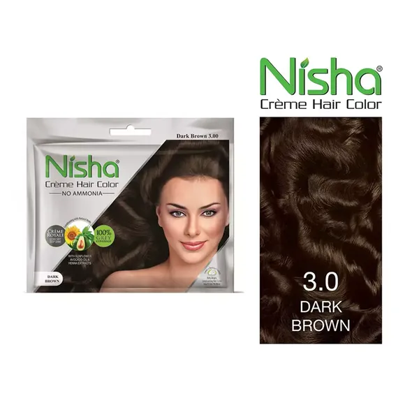 NISHA CREME COLOR POUCH DARK BROWN 3.0 40GM