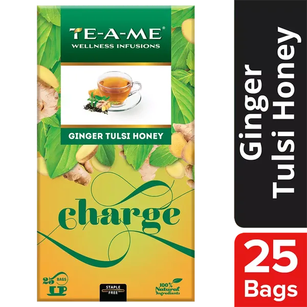 TE-A-ME CHARGE GINGER TULSI HONEY 25BAGS