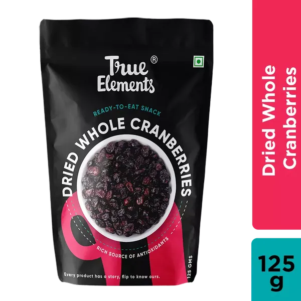 TRUE E DRIED WHOLE CRANBERRIES 125GM