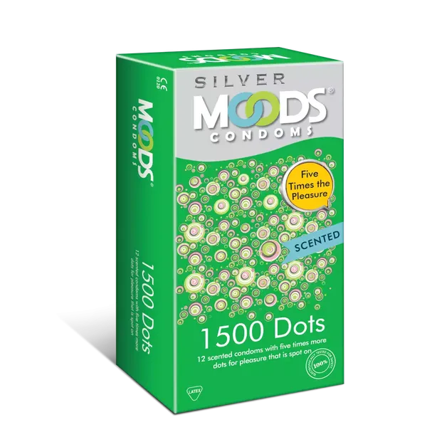 MOODS CONDOM SILVER 1500 DOTS 12PC