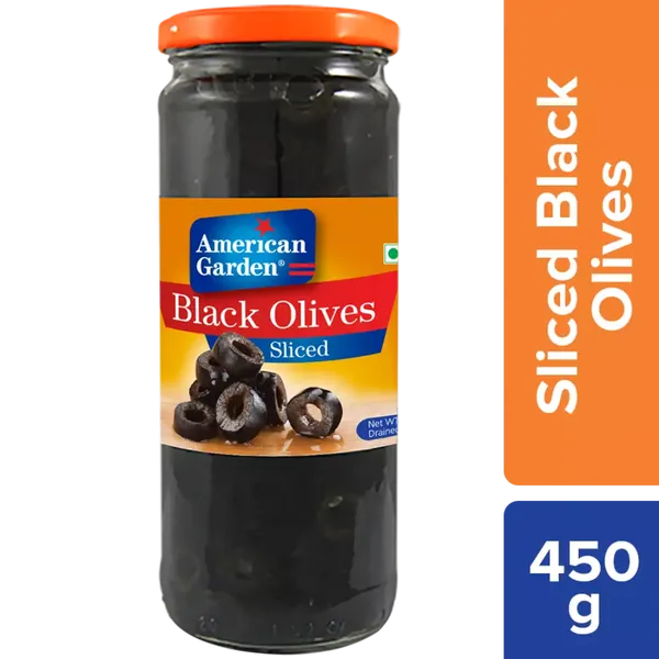 AMERICAN GARDEN BLACK OLIVES SLICED 450GM