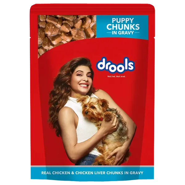 DROOLS DOG FOOD PUPPY WET REAL CHICKEN & CHICKEN LIVER CHUNKS IN GRAVY 150GM