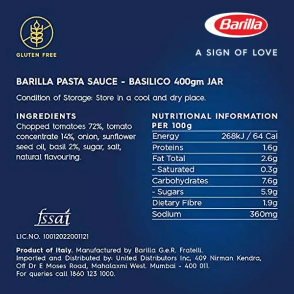 BARILLA AL BASILICO 400G