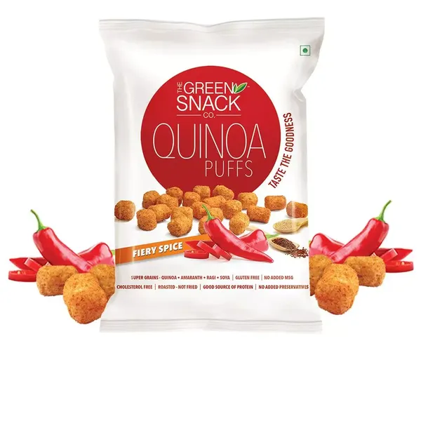 GREEN SNACK QUINOA PUFFS SPICE 50GM