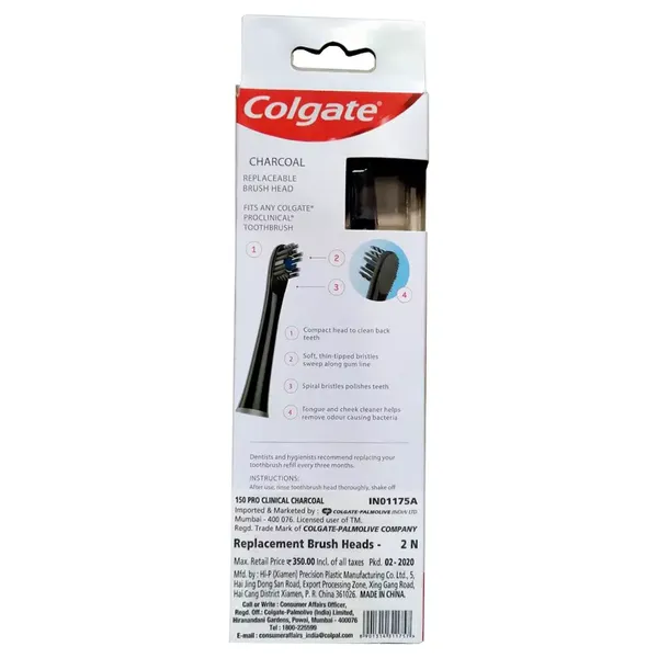 COLG T/BRUSH BATTERY CHARCOAL REF 2PC