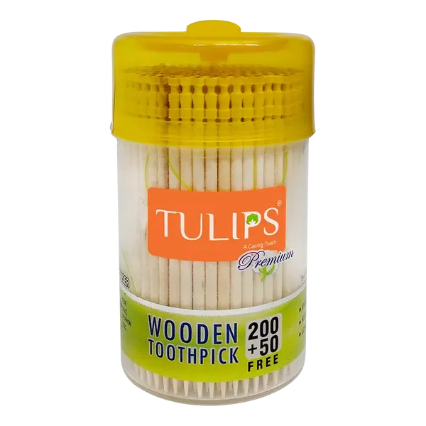 TULIPS PREMIUM T/PICKS WOODEN JAR 200PC