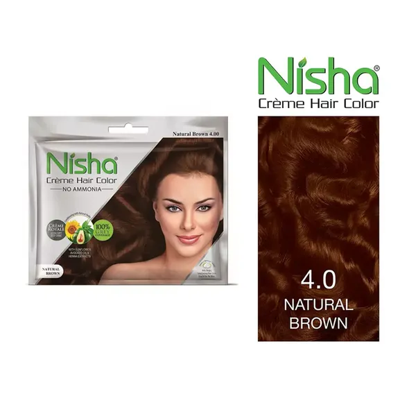 NISHA CREME  POUCH NATURAL BROWN 4.0 40GM