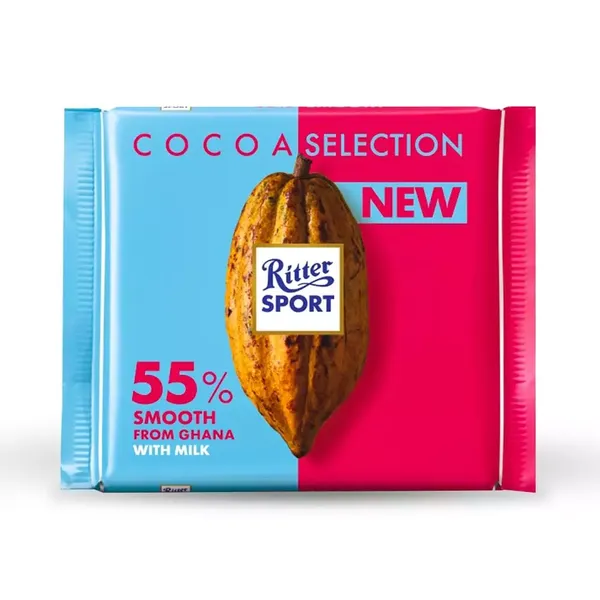 RITTER SPORT 55% DARK MILK CHOCOLATE SMOOTH GHANA 100GM