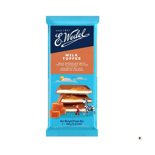 E.WEDEL MILK CHOCOLATE WITH TOFFEE FILLING BAR 100GM