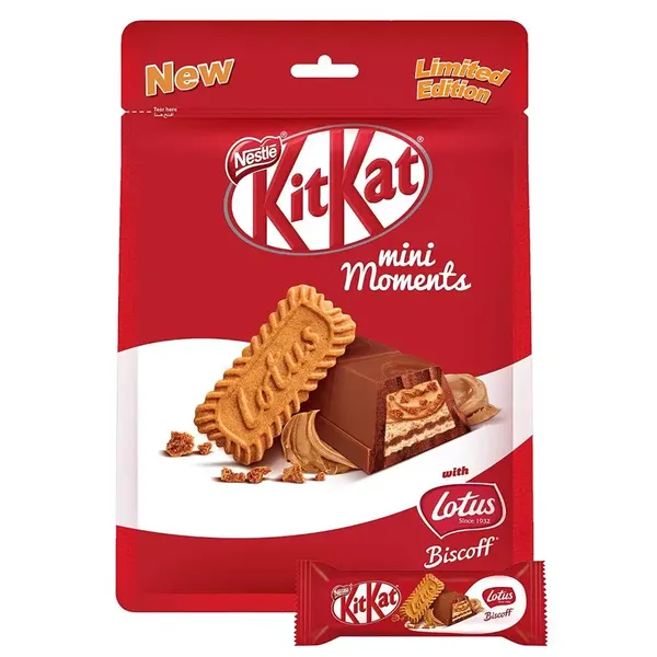 NEST CHOC KIT KAT MINI MOMENTS LOTUS BISCOFF122.5GM