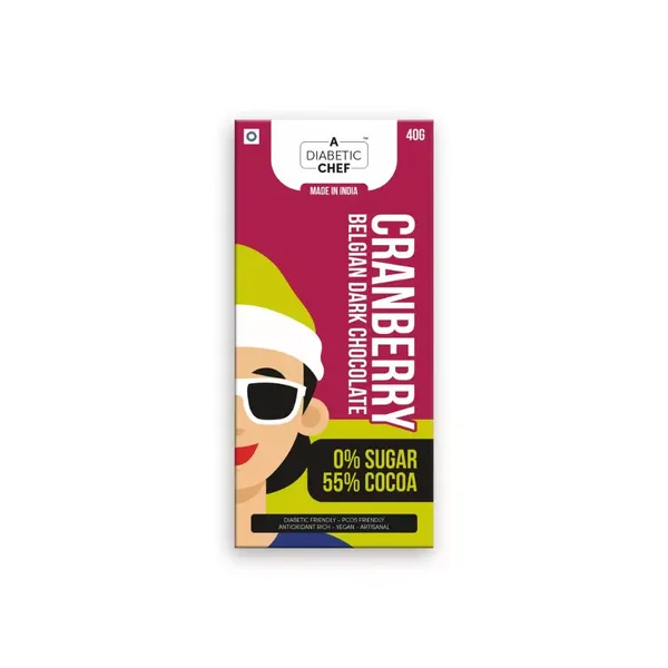 A DIABETIC CHEF CHOC CRANBERRY DARK 40G