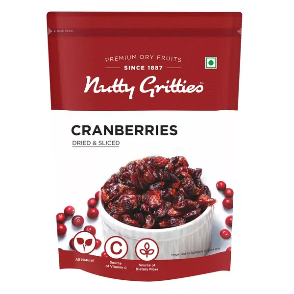 NUTTY GRITTIES DRIED CRANBERRIES 200GM