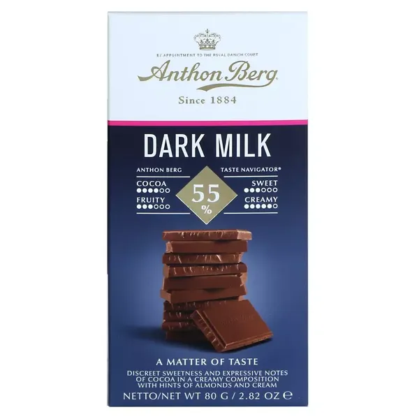 ANTHON BERG CHOC DARK MILK 55% 80GM