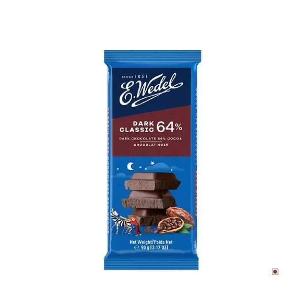 WEDEL DARK 64% COCOA CHOCOLATE BAR 90GM