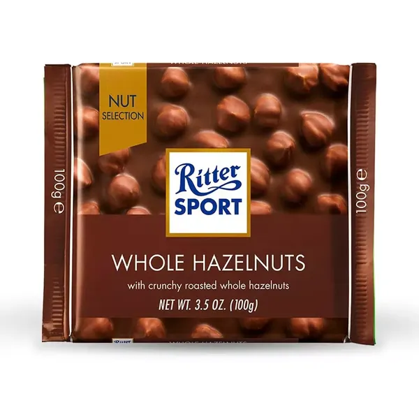 RITTER SPORT WHOLE HAZELNUT MILK CHOCOLATE 100GM