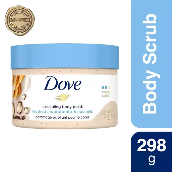 DOVE B/POLISH MACADMIA AND RICE 298GM