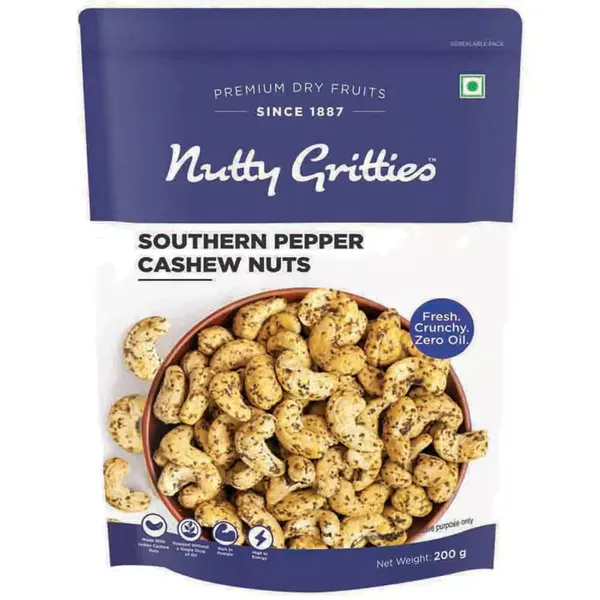 NUTTY GRITTIES SOUTHERNPEPPERCASHEW200GM