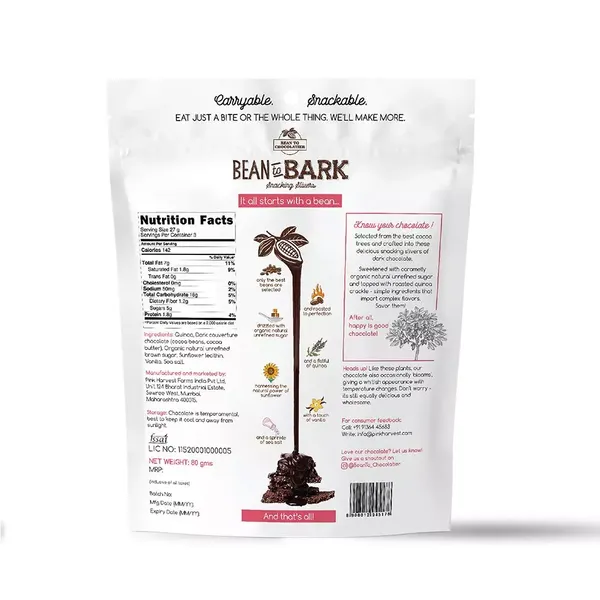 BEAN TO BARK - QUINOA CRACKLE DARK CHOCOLATE 80G