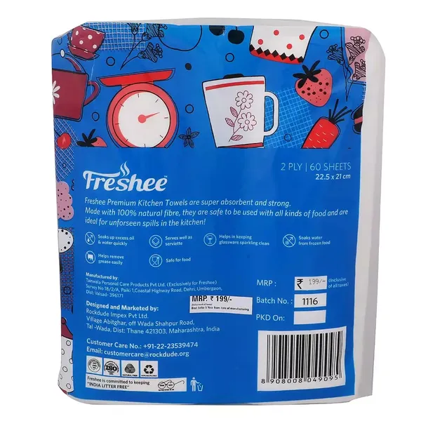 FRESHEE PREMIUM KITCHEN TOWEL 2IN1 2PLY