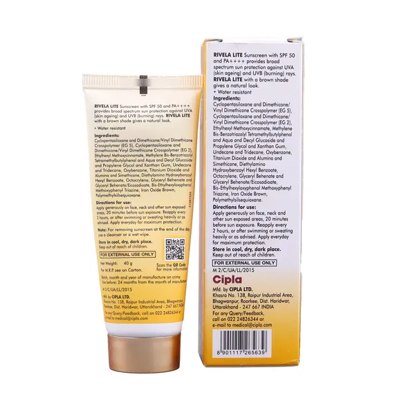 RIVELA-LITE SUNSCREEN SPF50 LTN 40GM