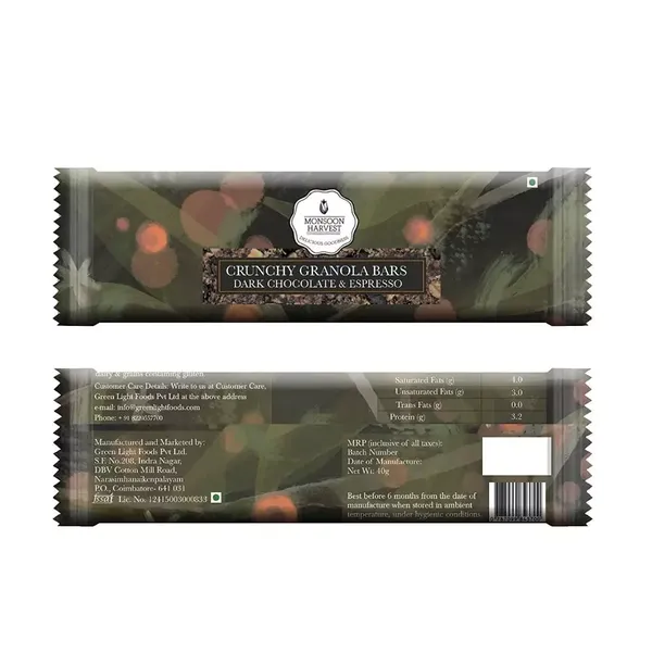 MONSOON HARVEST GRANOLA BARS DRK CHOC 500G