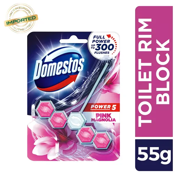 DOMESTOS TOILET BLOCK PINK MAGNOLIA POWER5 55GM 