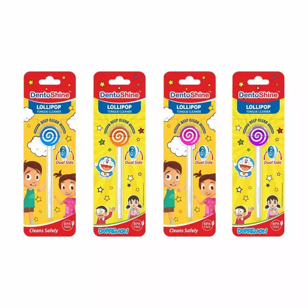 DENTOSHINE TONGUE CLEANER KIDS LOLLIPOP 1PC