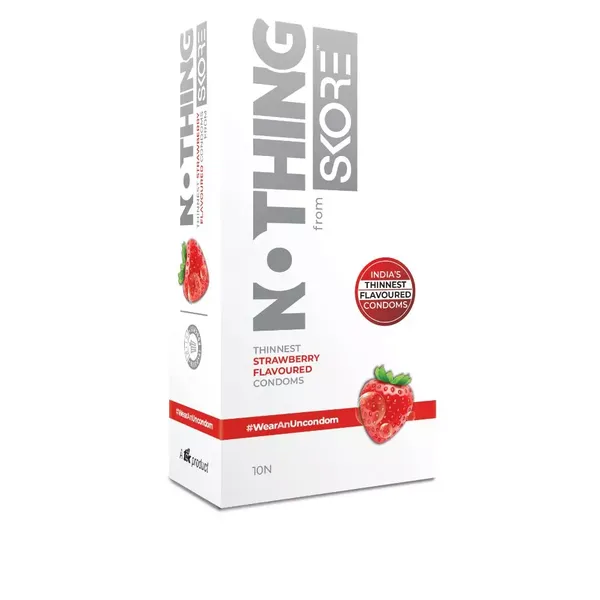 SKORE CONDOM NOTHING STRAWBERRY 10PC