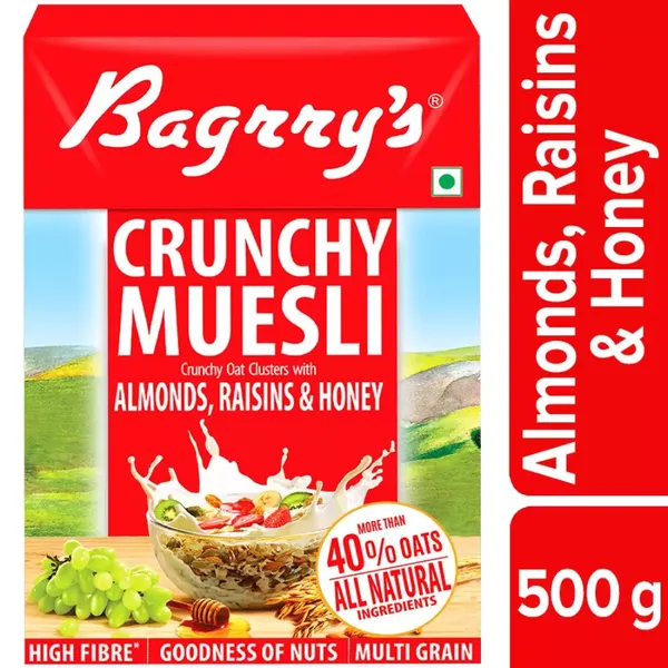 BAGR MUESLI ALMOND RAISIN H/C 500GM