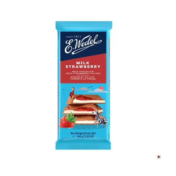 E.WEDEL MILK CHOCOLATE WITH STRAWBERRY FILLING BAR 100GM